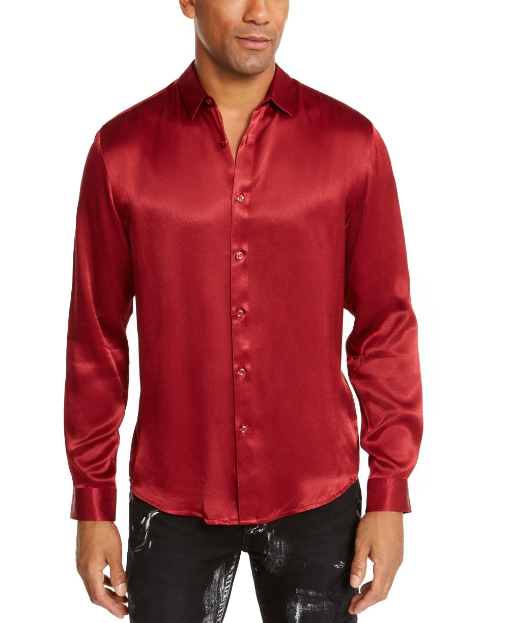 INC International Concepts Men's Eddie Shirt Wine Size Small