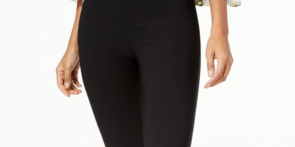 INC International Concepts Women's Skinny Ruffled Ankle Pants Black Size 8