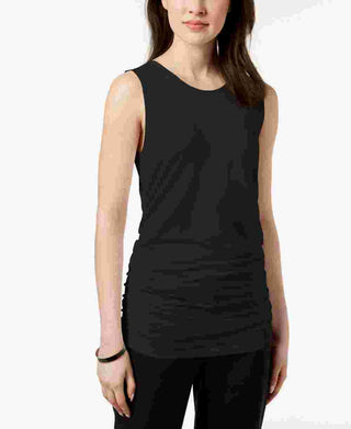 Alfani Women's Scoop Neck Ruched Tank Top Black Size X-Small