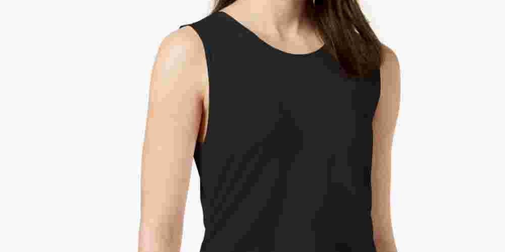 Alfani Women's Scoop Neck Ruched Tank Top Black Size X-Small
