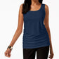 Alfani Women's Scoop Neck Ruched Tank Top  Dark Blue Size Medium