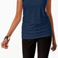 Alfani Women's Scoop Neck Ruched Tank Top  Dark Blue Size Medium