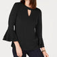 Charter Club Women's Bell-Sleeve Keyhole Top  Black Size XX-Large