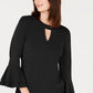 Charter Club Women's Bell-Sleeve Keyhole Top  Black Size XX-Large