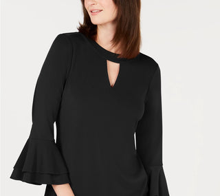 Charter Club Women's Bell-Sleeve Keyhole Top  Black Size XX-Large