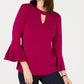 Charter Club Women's Bell Sleeve Keyhole Top Purple Size X-Large