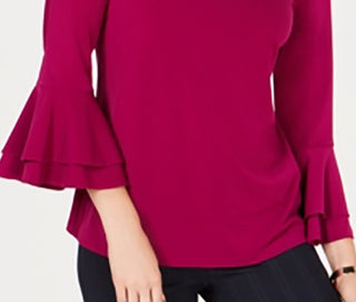 Charter Club Women's Bell Sleeve Keyhole Top Purple Size X-Large