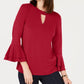 Charter Club Women's Bell Sleeve Keyhole Top Red Size XX-Large