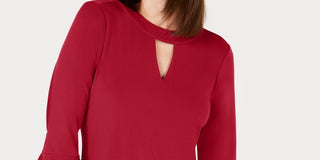 Charter Club Women's Bell Sleeve Keyhole Top Red Size XX-Large