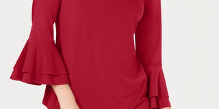 Charter Club Women's Bell Sleeve Keyhole Top Red Size XX-Large