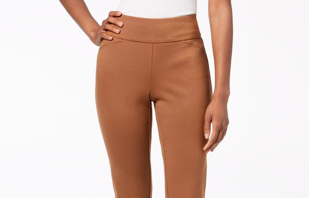 Charter Club Women's Cambridge Pull On Ponte Pants  Brown Size 12