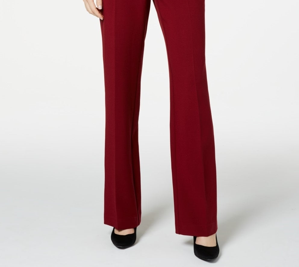 Charter Club Women's Belted Tummy-Control Trousers Wine Size 12