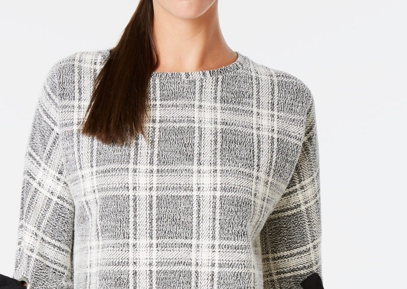 Charter Club Women's Plaid Bow Sleeve Top Black Size X-Small