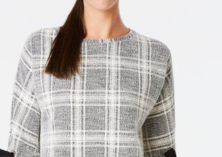 Charter Club Women's Plaid Bow Sleeve Top Black Size X-Small