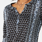 Style & Co Women's Printed Roll Tab Sleeve Top Black Size Petite Small