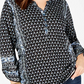 Style & Co Women's Printed Split Neck Top Black Size 0X
