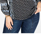 Style & Co Women's Printed Split Neck Top Black Size 0X
