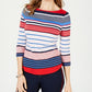 Charter Club Women's Pima Cotton Button-Shoulder Stripe Top Red Size XX-Large