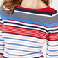 Charter Club Women's Pima Cotton Button-Shoulder Stripe Top Red Size XX-Large