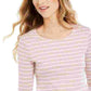 Charter Club Women's Metallic Stripe Top Pink Size XX-Large