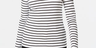 Charter Club Women's Metallic Stripe Top White Size X-Small