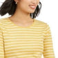 Charter Club Women's Metallic Stripe Top Yellow Size Small