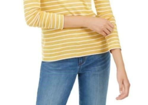 Charter Club Women's Metallic Stripe Top Yellow Size Small