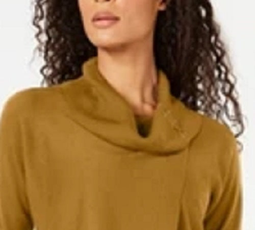 JM Collection Women's Faux-Wrap Cowl-Neck Sweater Gold Size X-Large