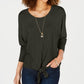 Style & Co Women's Tie-Front Sweater  Dark Gray Size X-Large