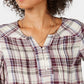 Style & Co Women's Plaid Pleated Top Purple Size Petite Medium