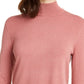 Alfani Women's Faux Fur Cuff Mock Neck Sweater Pink Size Small