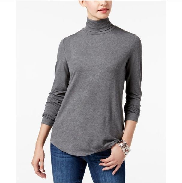 Maison Jules Women's Turtleneck Top Grey Size Large