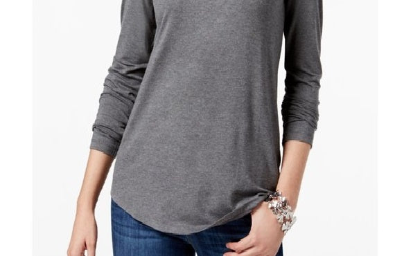 Maison Jules Women's Turtleneck Top Grey Size Large