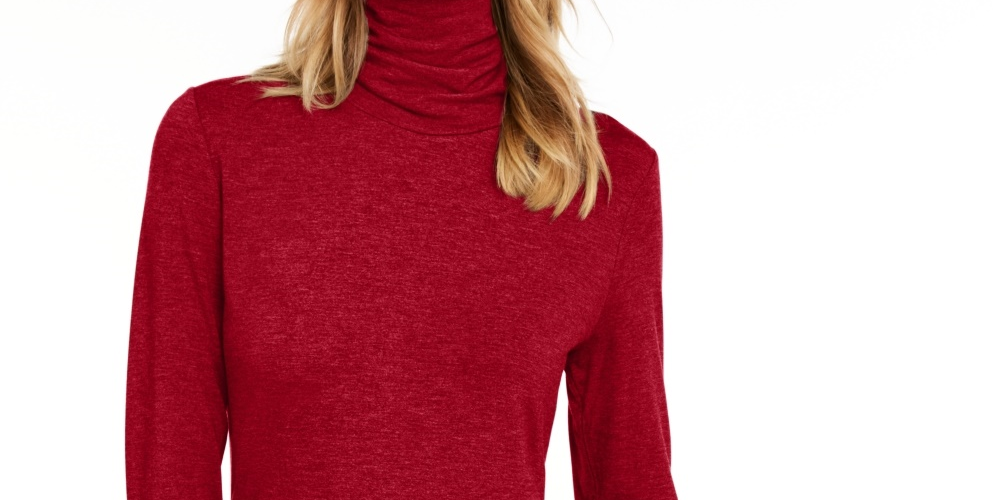 Maison Jules Women's Turtleneck Top Red Size Small