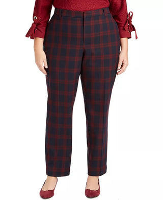 Charter Club Women's Plaid Slim Leg Pants Blue Size 26W