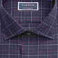 Club Room Men's Navy Windowpane Plaid Collared Classic Fit Dress Shirt Dark Blue Size 17- 32X33