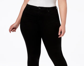 INC International Concepts Women's Plus and Petite Plus Size Tummy Control Beyond Stretch Skinny Jeans Black Size 18W