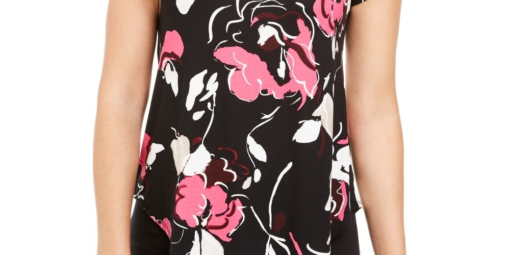 Alfani Women's Printed T-Shirt Wine Size Large