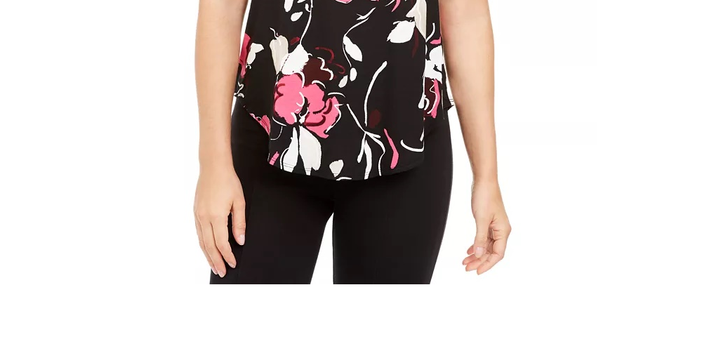 Alfani Women's Petite Printed T-Shirt Wine Size Large