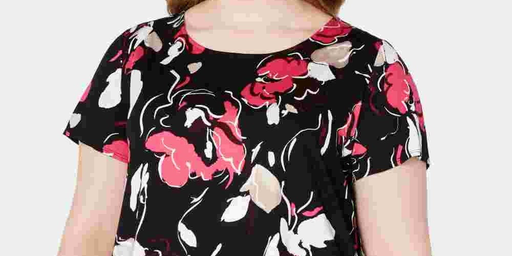 Alfani Women's Plus Size Printed T-Shirt Wine Size 2X