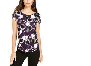 Alfani Women's Printed T-Shirt Purple Size XX-Large