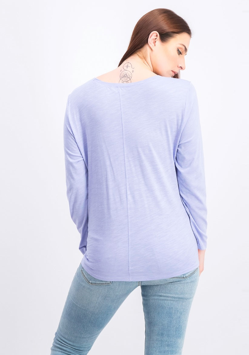 Style & Co Women's Long-Sleeve Crewneck Top Purple Size Medium