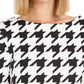 Charter Club Women's Houndstooth 3/4 Sleeve Top Black Size Small
