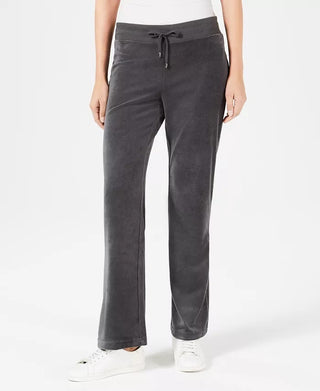 Charter Club Women's Velour Pull On Pants Grey Size Large