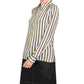 INC International Concepts Women's Striped Button Down Shirt Green Size Small