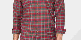 Club Room Men's Maxwell Tartan Performance Button Down Shirt Red Size Small