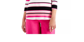 Charter Club Women's Pima Cotton Button Shoulder Stripe Top White Size XX-Large