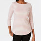 Charter Club Women's Pima Cotton Button Shoulder Striped Top Pink Size Petite X-Large