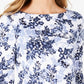 Charter Club Women's Pima Cotton Button Shoulder Print Top White Size Petite Medium