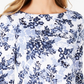 Charter Club Women's Petite Pima Cotton Button-Shoulder Print Top White Size Petite Small